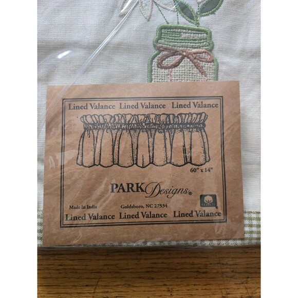 Park Designs Lined Embroidered Floral Gingham Border Valance 60X14 New! - Picture 4 of 4